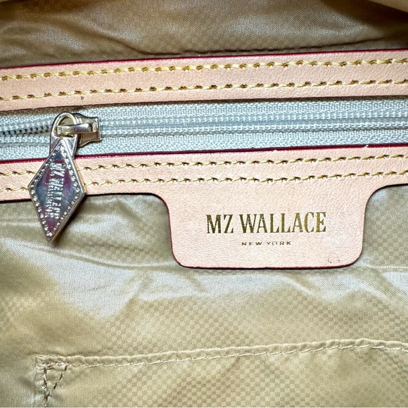 MZ Wallace Small Crosby Sling Bag In Caramel Tan Quilted Nylon W Gold Accents - Picture 10 of 13